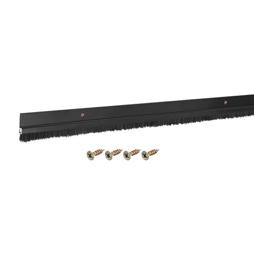 uxcell Door Brush Bottom Sweep H-Shape Aluminum Alloy Base with 0.4-inch PP Brush for Home, Industrial (35-inch L, Black) - color: Black, size: 35-inch x 0.4-inch