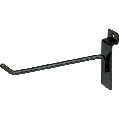 Econoco 6” Slatwall Deluxe Hooks, Slatwall Hooks, Display Hooks for Panel, Black, (Pack of 96) - color: Black, size: 6" Length