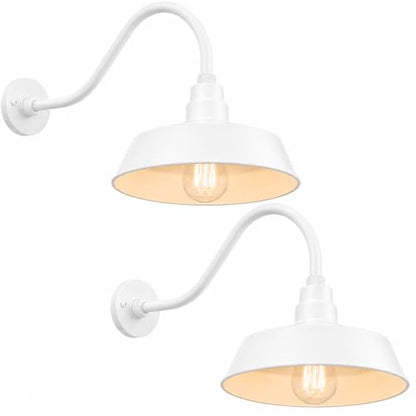14in. White Outdoor Gooseneck Barn Light Fixture, 5000K Cool White - color: White (2-Pack), size: 22 in Gooseneck Arm