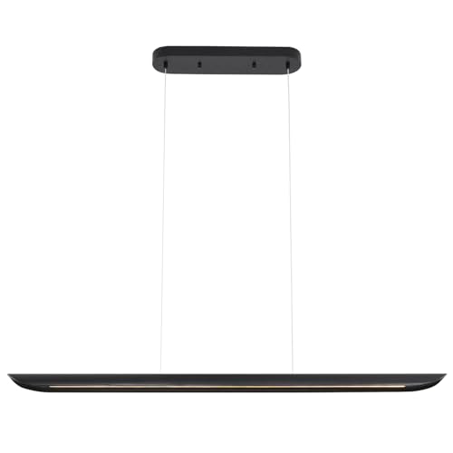 47" Modern Led Linear Pendant Light 36w Dimmable Ceiling Hanging Lights Wood Linear Chandeliers Office Lighting for Dining Room Kitchen Island Pool Table Light Living Room Bar Pendant Light Black - color: Black, size: 47IN