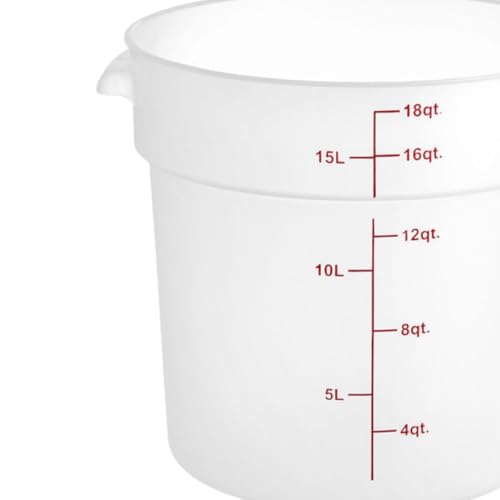 TrueCraftware- 18 Quart Round Food Storage Container Translucent Polypropylene- Commercial Reusable Food Container Canister with Measurement Markings for Meal Prep Pantry Kitchen - color: 18 Quart