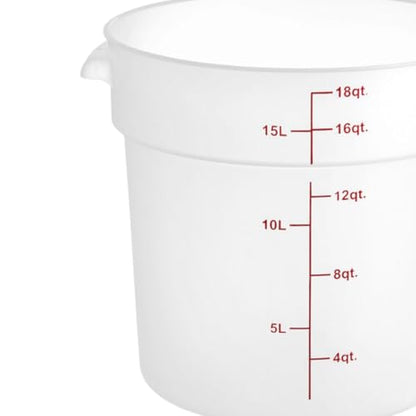 TrueCraftware- 18 Quart Round Food Storage Container Translucent Polypropylene- Commercial Reusable Food Container Canister with Measurement Markings for Meal Prep Pantry Kitchen - color: 18 Quart