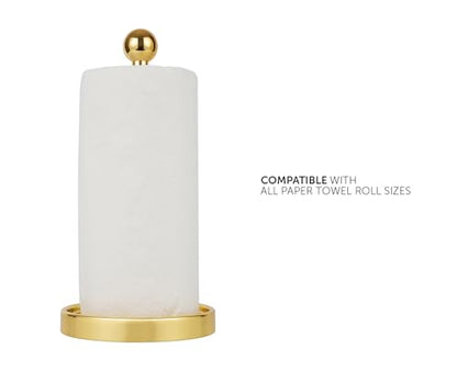 Ivilon Countertop Paper Towel Holder - Modern Sleek Ball Minimalist Design - Color Gold Polished - color: Gold Polished