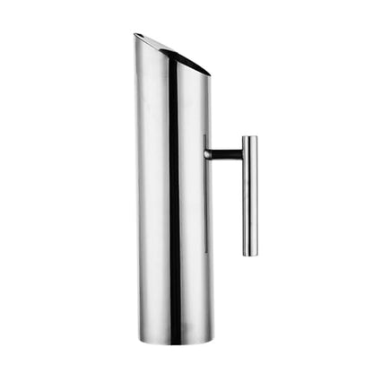 2L/68oz Stainless Steel Water Pitcher with Ice Guard, Modern Metal Water Pitcher Silver Carafe Drink Pitcher with Handle and Lid, Beverage Container Jug for Juice Coffee Milk, Iced/Hot Tea - size: Large