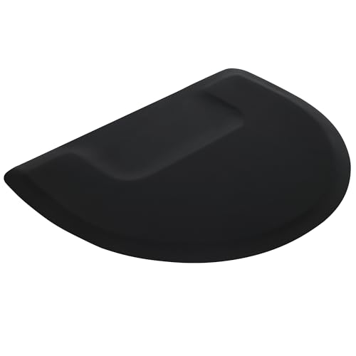 BarberPub 3'x4'x1/2" Semicircle Salon Mat, NBR, Square Base 0065 - color: Black - Nbr Foam