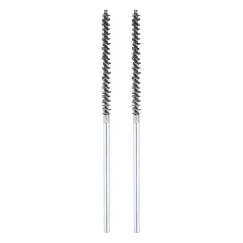 HARFINGTON 2pcs Wire Bore Brush 7 x 1/4" 3/16 Inch Shank Stainless Steel Bristles Cleaning Brush for Clean Car Part Tube Kitchen Garage - size: 7 x 1/4" 3/16 Inch