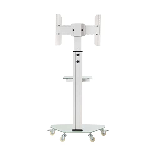 Tripp Lite Mobile Rolling TV Stand Cart with Mount for 37” – 70” Televisions, Elegant Frosted Glass Base and Shelf, Adjustable 65” – 84” Height, Durable White Steel, 5-Year Warranty (DMCS3770SG75W) - size: 37” –70”, style: White Glass Base