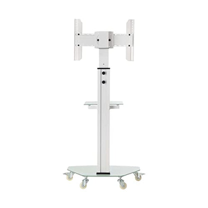 Tripp Lite Mobile Rolling TV Stand Cart with Mount for 37” – 70” Televisions, Elegant Frosted Glass Base and Shelf, Adjustable 65” – 84” Height, Durable White Steel, 5-Year Warranty (DMCS3770SG75W) - size: 37” –70”, style: White Glass Base