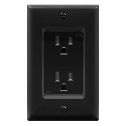 TOPGREENER Recessed Duplex Receptacle Outlet, Tamper-Resistant, Black - color: Black, size: Recessed Outlet 1 Pack
