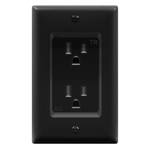 TOPGREENER Recessed Duplex Receptacle Outlet, Tamper-Resistant, Black - color: Black, size: Recessed Outlet 1 Pack