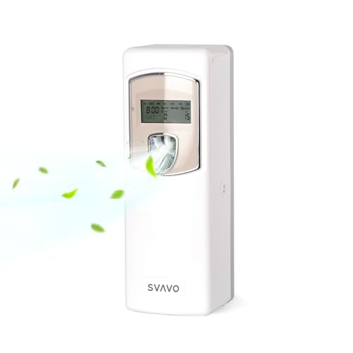 SVAVO Automatic LCD Air Freshener Dispenser - Wall Mount/Free Standing Auto Fragrance Dispenser Programmable Aerosol Spray Perfume Dispenser for Bathroom, Hotel, Office, Commercial Place, White