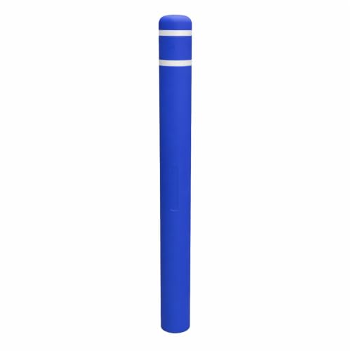 Blue Safety Bollard Cover 6" x 52", Heavy Duty Bollard Post Sleeve with Reflective Tape, Weatherproof Bollard Guard for Parking Lot, Warehouse, Traffic Barrier - color: Blue, size: 52" H
