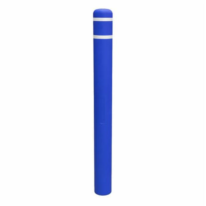 Blue Safety Bollard Cover 6" x 52", Heavy Duty Bollard Post Sleeve with Reflective Tape, Weatherproof Bollard Guard for Parking Lot, Warehouse, Traffic Barrier - color: Blue, size: 52" H