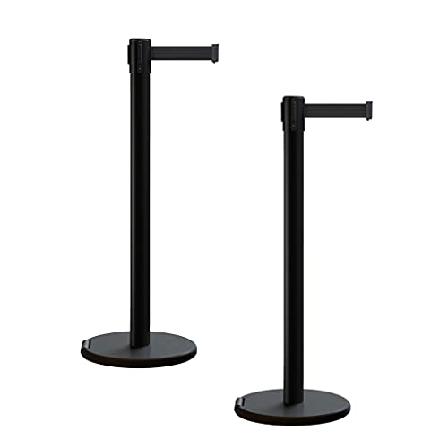 Trafford Industrial RBB-100 Retractable Belt Barrier Stanchions, 2-Pack - color: Black, size: 7.5 ft