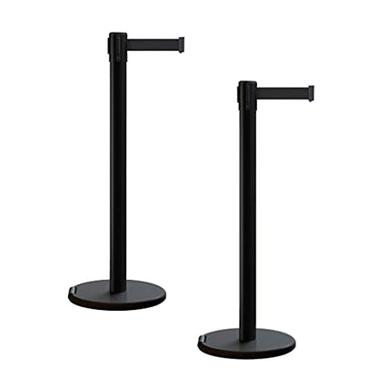 Trafford Industrial RBB-100 Retractable Belt Barrier Stanchions, 2-Pack - color: Black, size: 7.5 ft