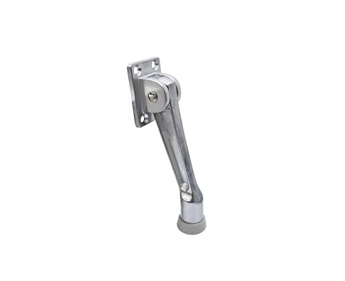 QCAA Heavy Duty Kickdown Door Stopper, 5", Zinc Die Cast, Chrome, 1 Pack, Made in Taiwan - color: Chrome(5"), size: 1 Pack