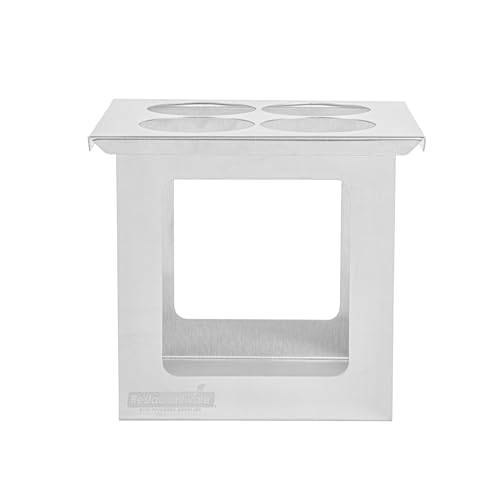 Restaurantware Squeeze Bottle Holder 1 Count 6.30 x 7.01 x 6.26 Inches Stainless Steel Condiment Organizer - Four-Hole Durable Kitchen Rack - Silver Prep Station Organizer - size: Fits 1/6 Size Opening, style: Four Holes, Holder