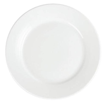 White Porcelain Plates with Wide Rim - 12 Pack by Olympia