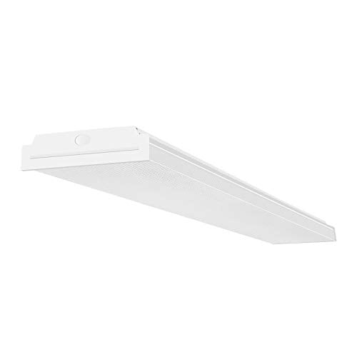 FAITHSAIL 4FT LED Wraparound Light 60W LED Office Lights, 7200lm, 4000K Neutral White, 4 Foot Flush Mount Wrap Shop Puff Ceiling Lighting Fixture for Garage Workshop, Fluorescent Light Replacement - color: 1 Pack