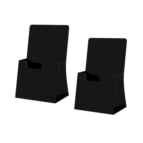 Marketing Holders 2 Pack Brochure Holder for 4.25" Trifolds Black Acrylic Countertop Literature Organizer Freestanding Angled Rack Card Dispenser for Offices Retail Shops and Restaurants