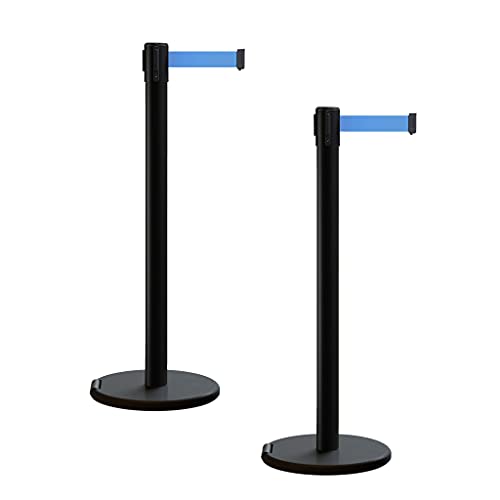 Trafford Industrial RBB-100 Retractable Barrier Stanchions, 2-Pack - color: Light Blue, size: 7.5 ft