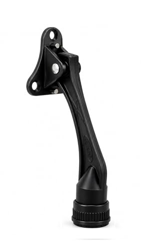 HOME&I 4" Kick Down Door Stopper, Zinc Alloy Door Stop with Leaf Spring & Non-Slip Saw-Tooth Rubber Foot, Screw Mount Door Holder for Wood, Tile, Carpet & Concrete Floors - color: Black, size: 4 Inch x 1 Pack
