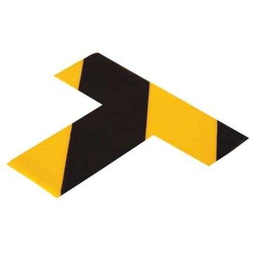Mighty Line TBY Floor Marker Tape T Shape 6-Inch by 6-Inch by 2-Inch, Black/Yellow, Pack of 100 - color: Black/Yellow