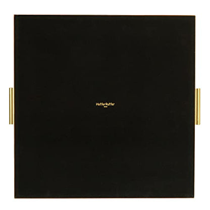 HofferRuffer Extra Large Square Serving Tray, Elegant Faux Leather Ottoman Tray with Gold Hardware Handles, Serve Tea, Coffee or Breakfast in Bed, 24 x 24 inches (Brown Shagreen) - color: Brown Shagreen, size: 24" x 24" x 2"