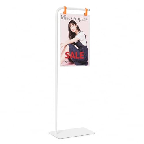 Floor Standing Poster Stand with Acrylic Sign Holder for Retail Displays - color: White