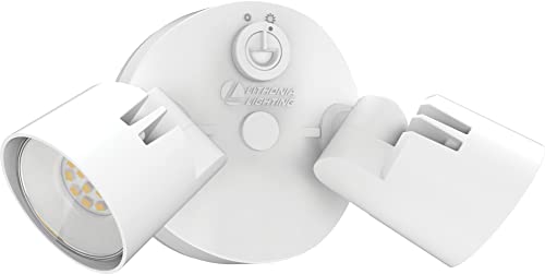 Lithonia Lighting HomeGuard 2-Light LED Outdoor Flood Lights, Dusk to Dawn - color: White, size: 2-Light, style: 1750-2750 Lumens