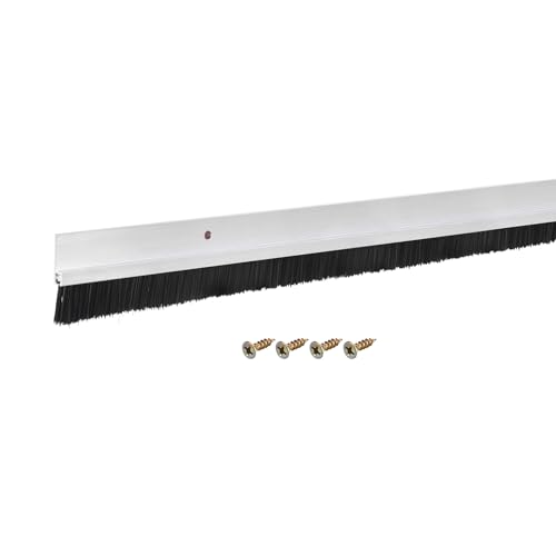 uxcell Door Brush Bottom Sweep H-Shape Aluminum Alloy Base with 0.8-inch PP Brush for Home, Industrial (35-inch L, Silver) - color: Silver, size: 35-inch x 0.8-inch