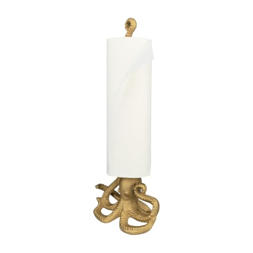 WallCharmers Gold Octopus Paper Towel Holder & Metal Toilet Paper Stand - color: Gold Octopus