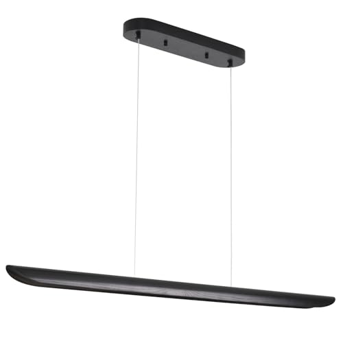 71" Wood Linear Pendant Light,Dimmable Kitchen Island Lighting with Remote,40W LED Island Lights for Kitchen,Adjustable Linear Chandelier for Dinning Room Light Fixture,Bar,Pool Table Light Black - color: Black, size: 71IN