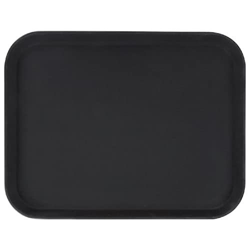 TrueCraftware- 14” x 18” Rectangular Rubber Lined Non-Slip Tray Plastic Black Color Set of 2- Restaurant Serving Tray Rubber Lined Tray Coffee Appetizer Breakfast for Kitchen Café and Restaurants