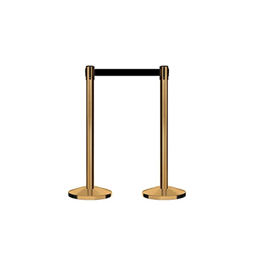 CCW RBB-100 Crowd Control Retractable Belt Barrier Stanchions, 2 Pack - color: Olive, size: 9 Foot