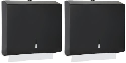 Stardrix Paper Towel Dispenser Wall Mount, Matte Black Stainless Steel Commercial Paper Towel Holder with Lock, Large Capacity 250 C Fold/300 Multifold Towels (Pack of 2) - color: Black, size: 250 C Fold/300 Multi-Fold with Lock (Pack of 2)