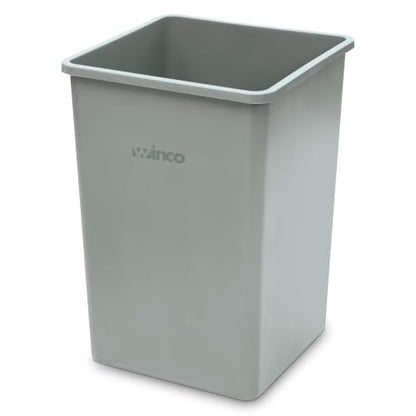 Winco 35 Gallon Gray Commercial Square Plastic Trash Can - color: Gray, size: 35 Gallon
