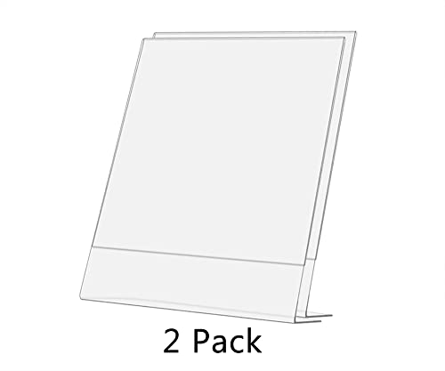 Marketing Holders 2 Pack Acrylic Sign Holder for 8" x 10" Printed Media Clear Plastic Side Load Slanted Countertop Display for Reception Desks in Medical Offices Clinics and Hospitals - size: 8"w x 10"h