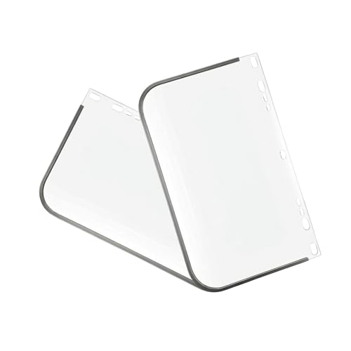 Clear 2 Pack Universal Flat Face Shield Visors – 9" x 15.5" Aluminum Bound Replacement Shields – ANSI Z87.1 Safety Face Shield for Grinding, Cutting and Welding - color: Clear, 2 Pack Flat