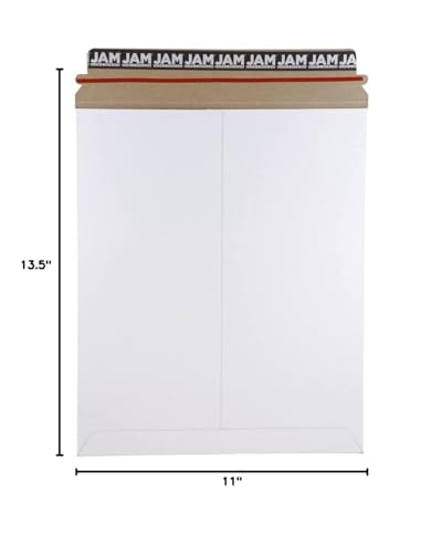 JAM PAPER Stay-Flat Photo Mailer Envelopes with Peel & Seal Closure - 11 x 13 1/2 - White - 6 Rigid Mailers/Pack - color: 11" X 13 1/2", size: 6 per Pack