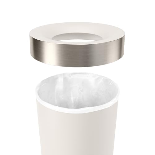 Umbra Vento Kitchen Trash Can, Open Top Bin, 16.5 Gallon, Sand/Nickel - color: Sand/Nickel