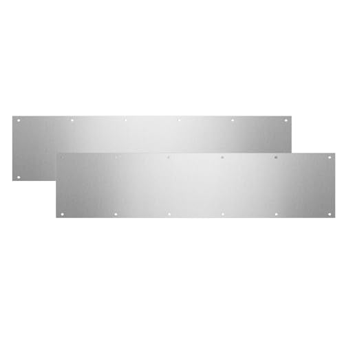 Docik 2 Pack Door Kick Plate, 8 x 34 Inch, 5052 Aluminum, 17 Ga Thickness, Satin Finish, Silver, Decorative Metal Door Plates for Bottom of Interior and Exterior Doors - color: Silver, size: 8 x 34 Inch
