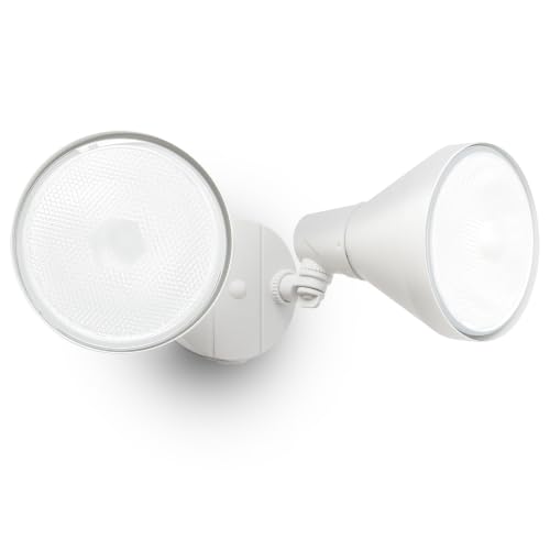 LUTEC Adjustable Metal Twin Par Holder Outdoor Flood Lights, Dusk to Dawn Security Wall Light, Floodlights Fixture, Waterproof Exterior Max 300 Watt Par38 Flood Light for Patio, Garden, Yard-White - color: White, size: 1 Pack