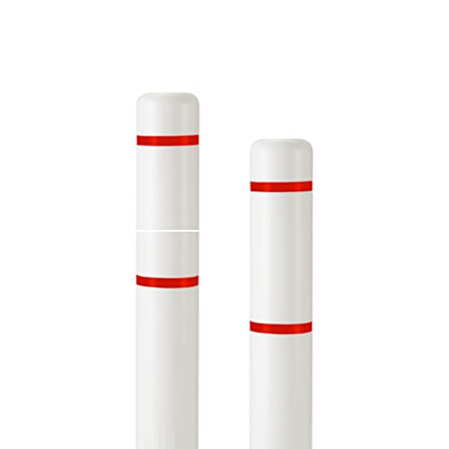 BollardGard 4" x 52" 9-Pack Bollard Cover - Innoplast (White Red Tape) - color: White Red Tape, size: 9-Pack