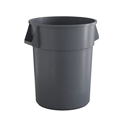 55 Gallon Gray Round Commercial Trash Can, Heavy-Duty Food Grade NSF Certified, Perfect for Restaurant, Office, School, Garage, Backyard, Workshop, Warehouse - color: Gray, size: 55 Gallon, style: Trash Can