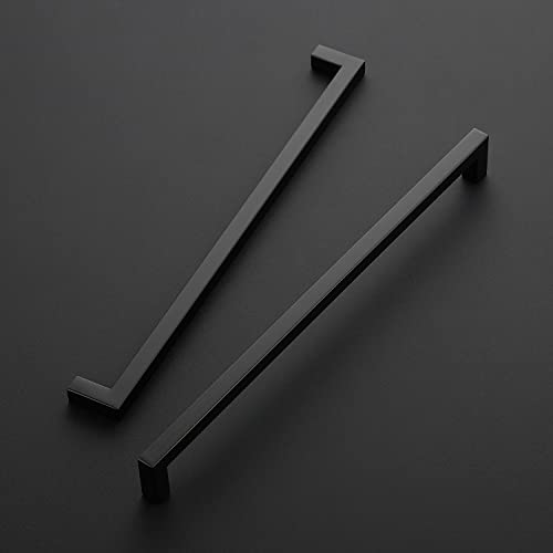 Ravinte Matte Black Cabinet Handles Square Pulls 12-3/5 Inch 10 Pack - size: 13 Inch (12-3/5 Inch Hole Center)