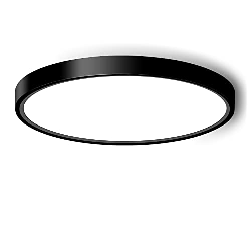 LED Flush Mount Ceiling Light Fixture, 9inch Modern Black Light, 18W 5000K, Low Profile Slim Flat Surface Lights for Bedroom Kitchen Hallway Laundry Stairwell Basement Closet - color: Black, size: 9Inch-1Pack