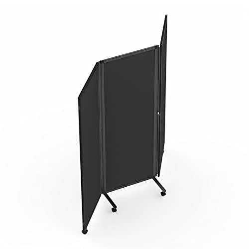 Stand Up Desk Store ReFocus Three-Panel Trifold Acoustic Fabric Room Divider Partition Privacy Screen (Anthracite Gray PET, 71” x 65") - color: Anthracite Gray Pet