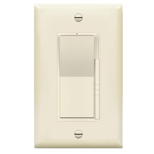 TOPGREENER 300W LED Dimmer Switch, Single Pole or 3-Way, Light Almond, 1P - color: Light Almond