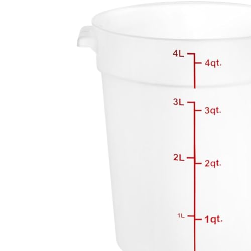 TrueCraftware- 4 Quart Round Food Storage Container Translucent Polypropylene- Commercial Reusable Food Container Canister with Measurement Markings for Meal Prep Pantry Kitchen - color: 4 Quart